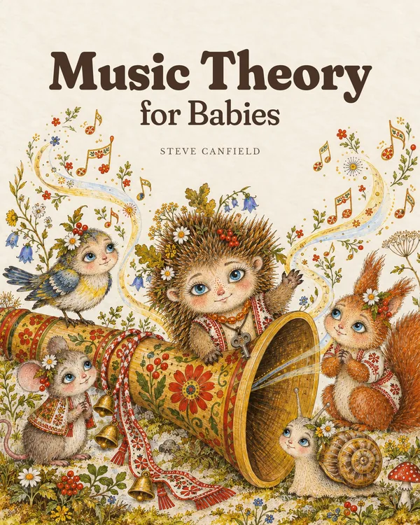 Music Theory for Babies by Steve Canfield, front cover of the picture book for ages 0 to 3
