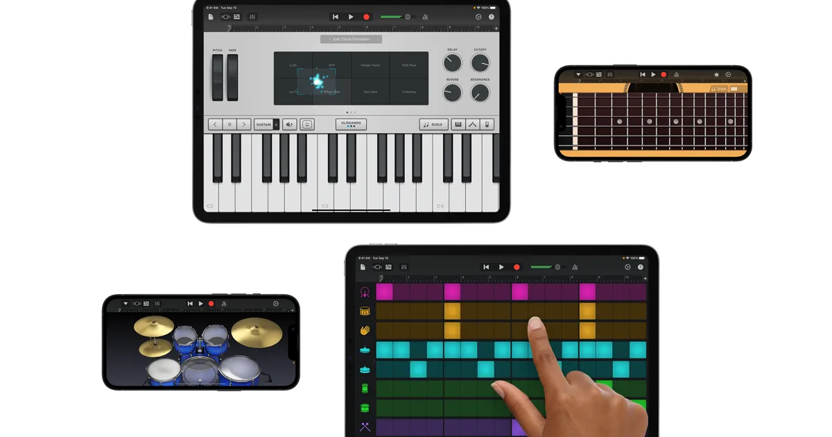 GarageBand for iOS — the multi-take recording flow capturing several attempts of the same phrase in quick succession on the same track.