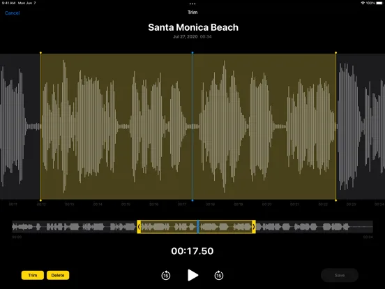 Apple Voice Memos on iPhone — the pre-installed recorder with the iOS 18.2 Layered Recording feature that isolates a vocal from an instrumental playing through the speaker.